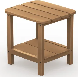 SERWALL Double Adirondack Side Table Rectangular End Table, Brown