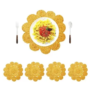 Set of 4 Jute Round Braided Placemats - 12.5 Inch, Heat Resistant Farmhouse Woven Table Mats