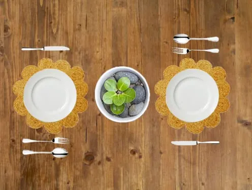 Set of 4 Jute Round Braided Placemats - 12.5 Inch, Heat Resistant Farmhouse Woven Table Mats