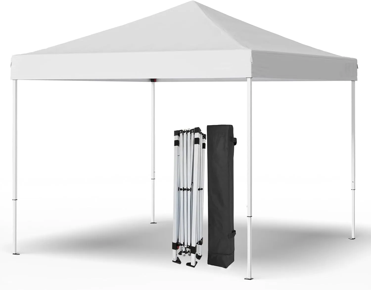 Shades 10x10 Pop Up Canopy, Heavy Duty Beach Tent with Carrying Bag for Easy Moving, Sun Shelter for Parties, Events, Camping, Outdoor Gazebo with 420D PU Coated Waterproof White Fabric