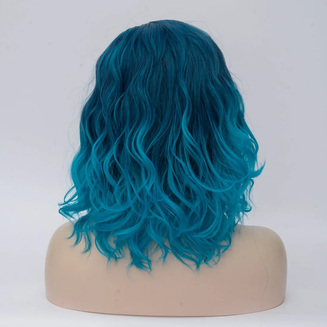 Short Bob Wavy Curly Wig Blue Wig For Women Cosplay Halloween Wigs Heat Resistant Bob Party Wig Include Wig Cap (Blue)