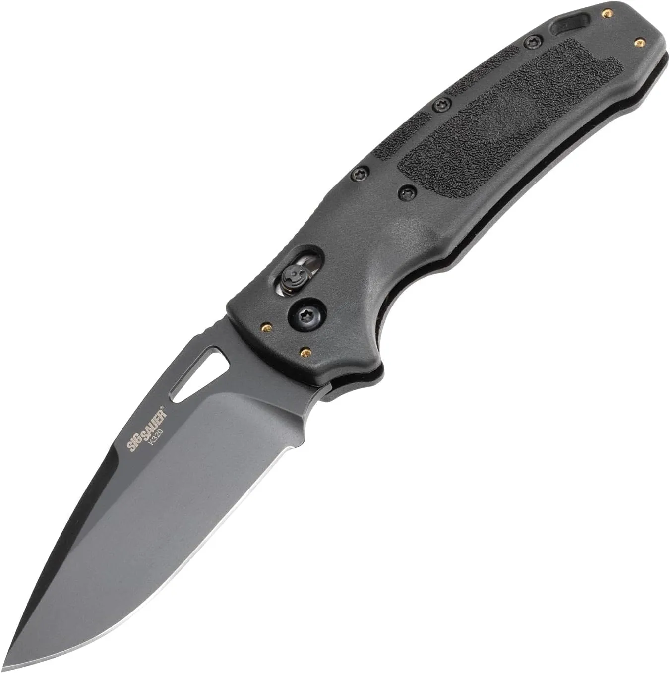 SIG SAUER K320 Nitron by Hogue ABLE Lock Folding Knife 3.5" S30V Black PVD Drop Point Plain Blade, Black Polymer Handles, AXIS/Crossbar Lock - 36370