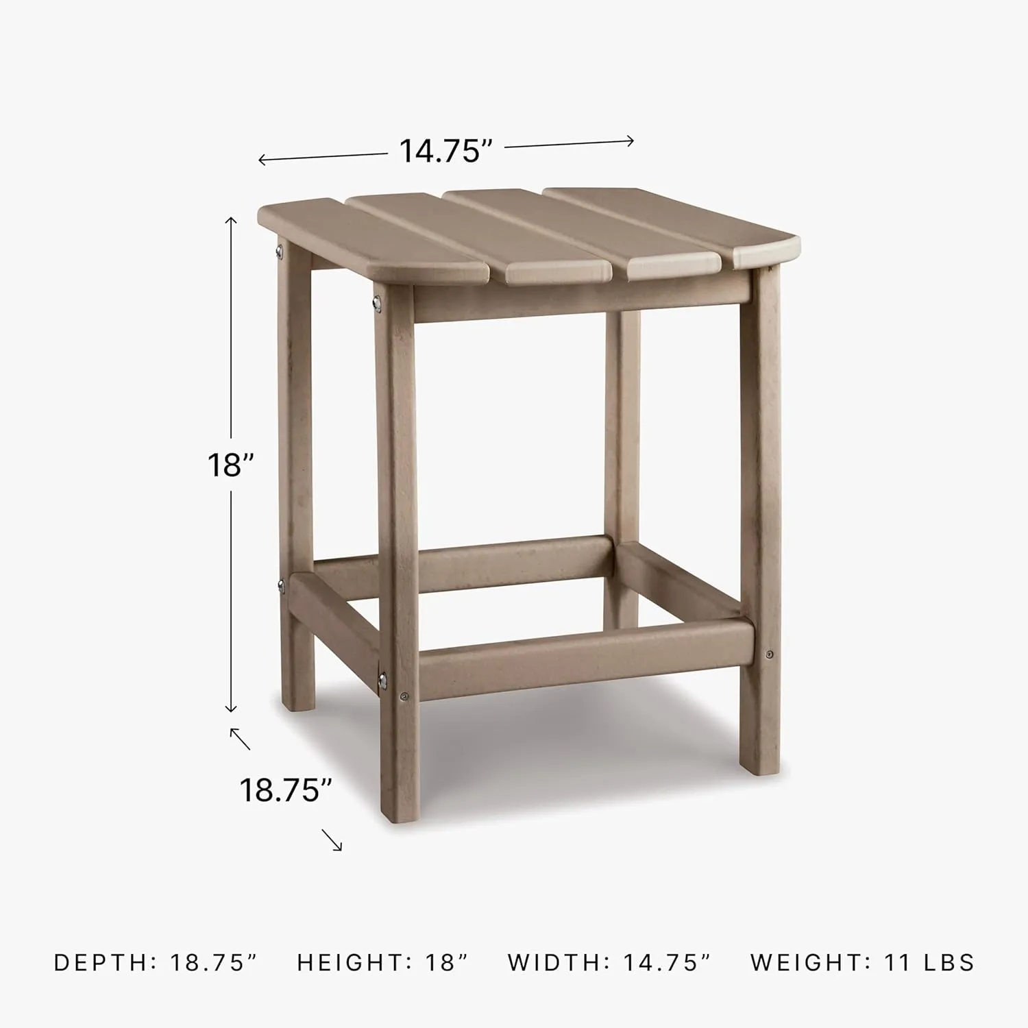 Signature Design by Ashley Sundown Treasure Outdoor Patio HDPE Weather Resistant End Table, Brown