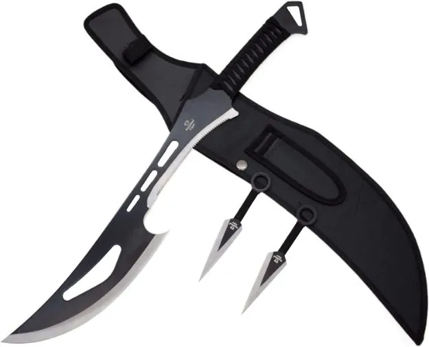 SILVER NINJA SWORD WITH KUNAI SET