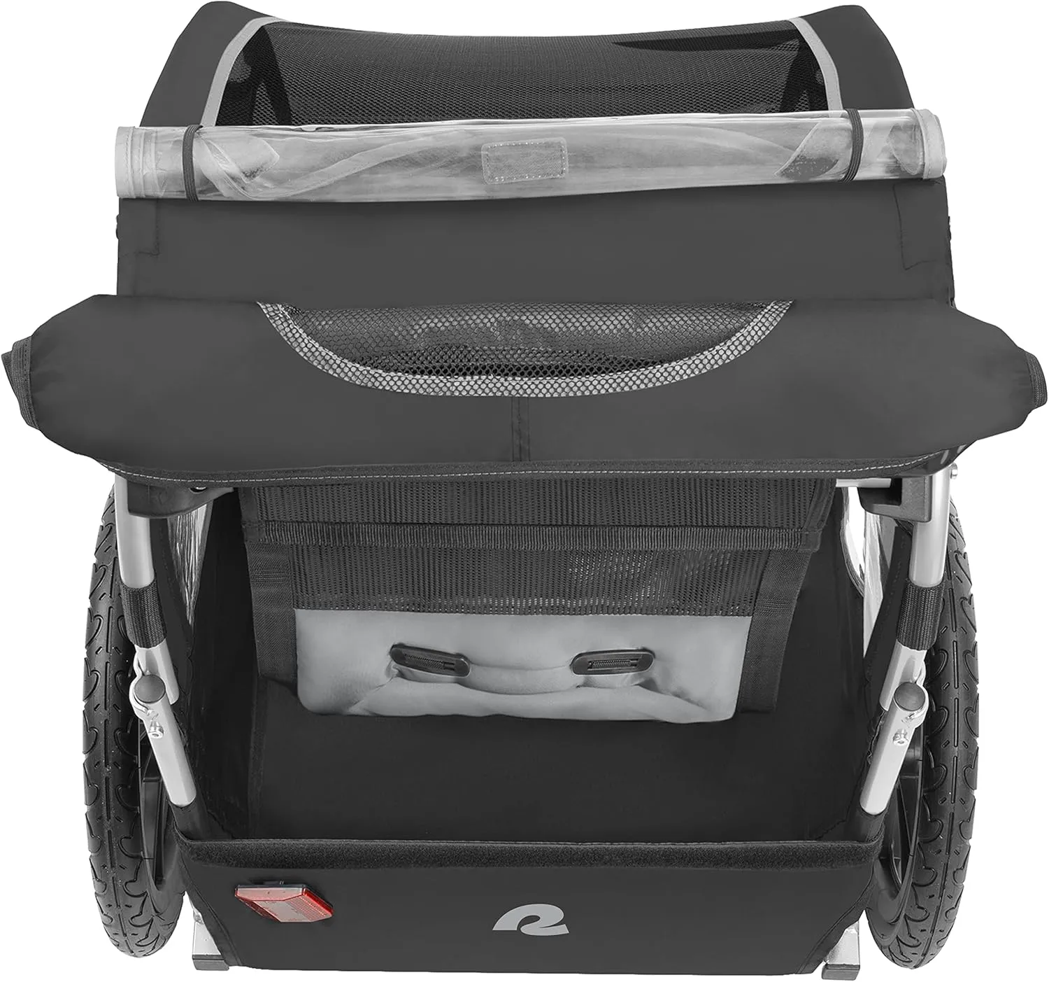 Single & Double Passenger Children’s Foldable/Collapsible Tow Behind Bike Trailer with 16" Wheels, Safety Reflectors & Rear Storage Compartment