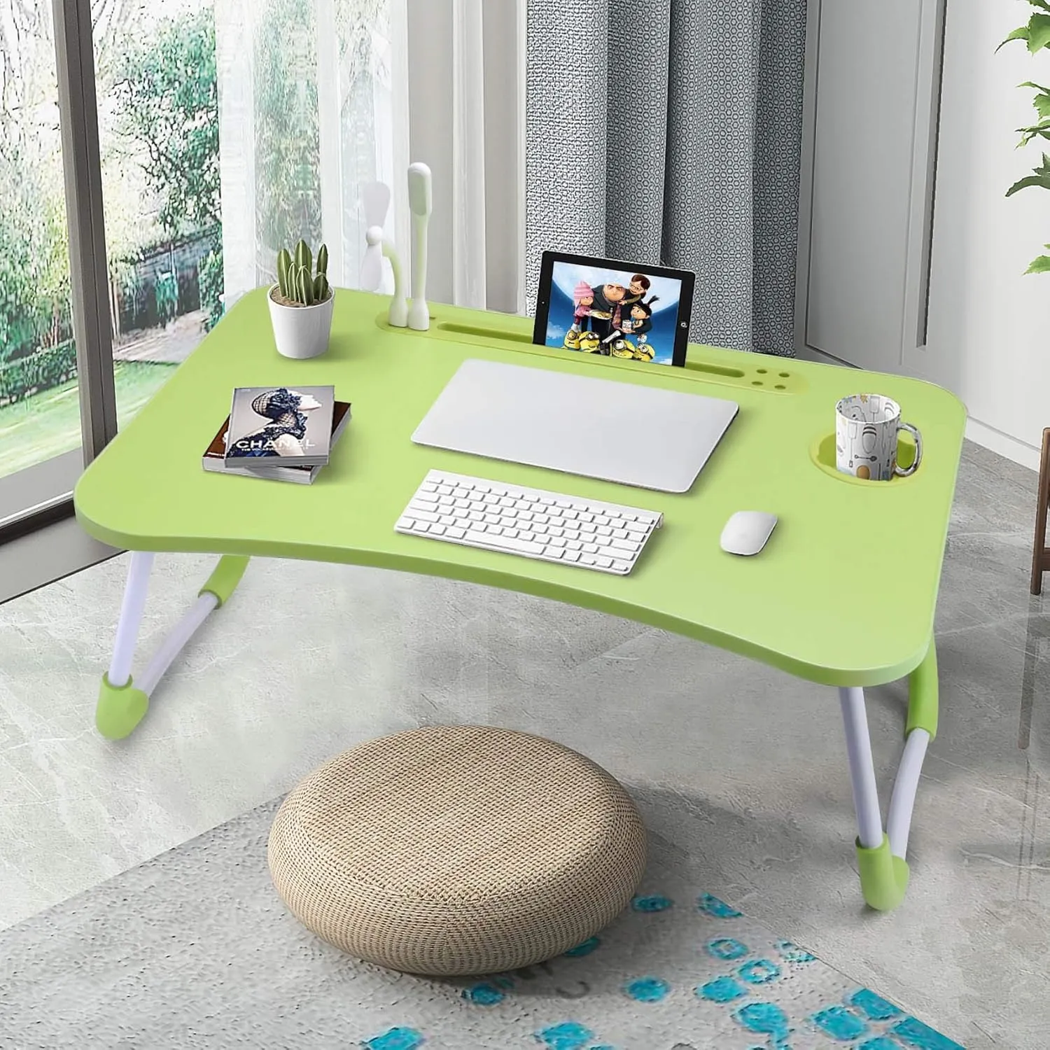 Slendor Laptop Desk Foldable Bed Table Folding Breakfast Tray Portable Lap Standing Desk Notebook Stand Reading Holder for Bed/Couch/Sofa/Floor