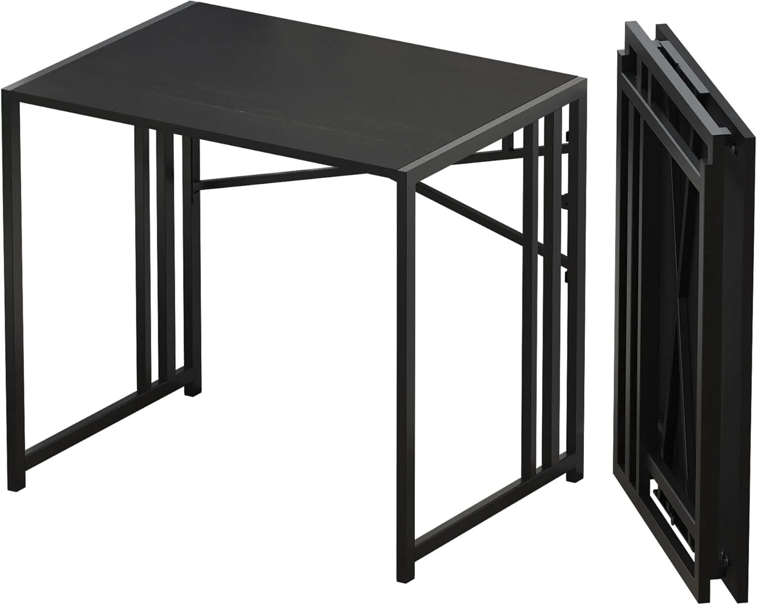 Small Folding Computer Desk 32 inch, Writing Gaming Computer Desk for Small Spaces, No Assembly Required Small Office Desk, Black, FDD31