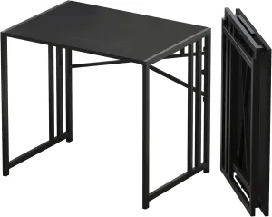 Small Folding Computer Desk 32 inch, Writing Gaming Computer Desk for Small Spaces, No Assembly Required Small Office Desk, Black, FDD31