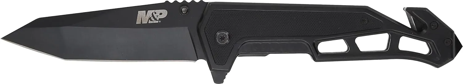 Smith & Wesson Border Guard Spring Assist 9.25 in Folding Knife with 3.99 in Tanto Blade and G-10 Handle for Outdoor, Tactical, Survival and EDC