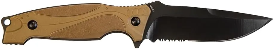 Smith & Wesson M&P M2.0 9in S.S. Full Tang Thin Fixed Blade Knife with 4in Drop Point Blade and Rubber FDE Handle for Outdoor, Tactical, Survival and EDC