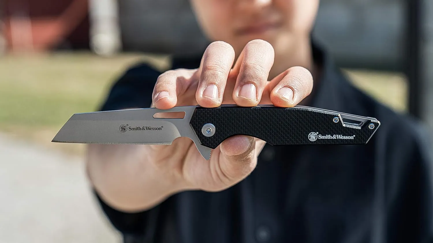 Smith & Wesson Sideburn 7.25in High Carbon S.S. Ultra Glide Folding Knife with 3in Wharncliffe Blade and G10 Handle for Outdoor, Tactical, Survival and EDC