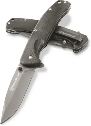 Smith & Wesson Velocite 7.75in High Carbon S.S. Assisted Folding Knife with 3.5in Clip Point Blade and Polymer Handle for Outdoor, Tactical, Survival and EDC,Black