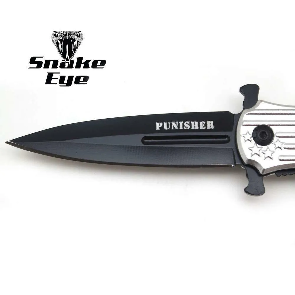Snake Eye Tactical HeavyDuty Fantasy Punisher Skull Handle Spring Assisted Knife