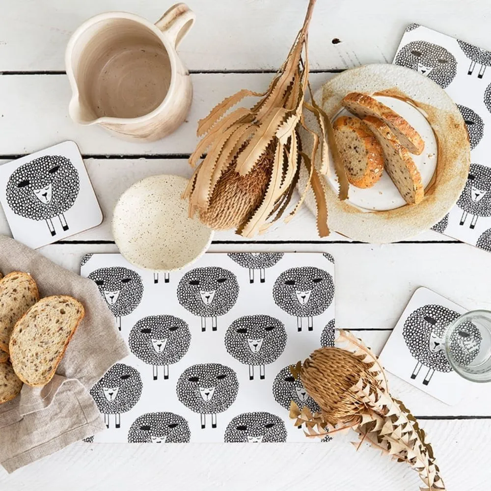 SNOOZY SHEEP CORK PLACEMAT SET 4