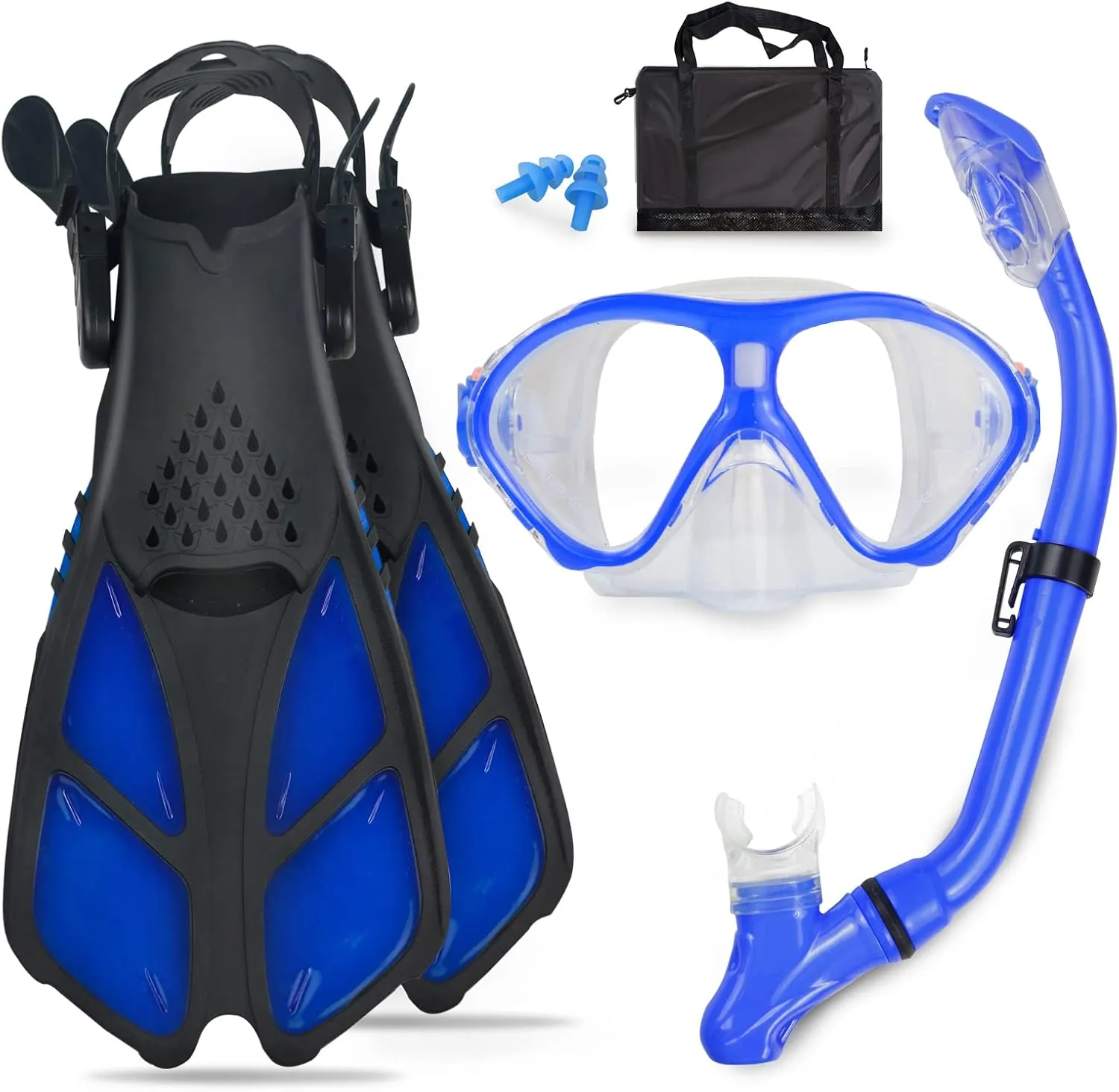 Snorkeling Gear for Kids with Panoramic Snorkling Mask Foldable Dry Snorkel Adjustable Fins Travel Bags,Suitable for 5-12 Years Old Kids Children Youth Boys Girls