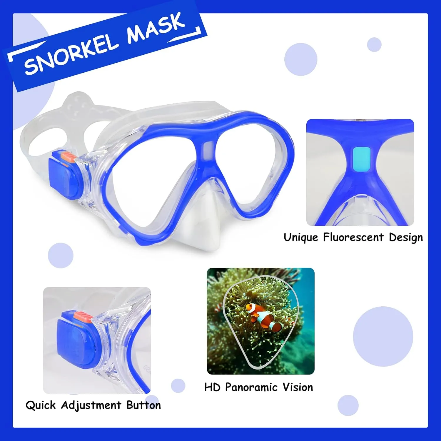 Snorkeling Gear for Kids with Panoramic Snorkling Mask Foldable Dry Snorkel Adjustable Fins Travel Bags,Suitable for 5-12 Years Old Kids Children Youth Boys Girls