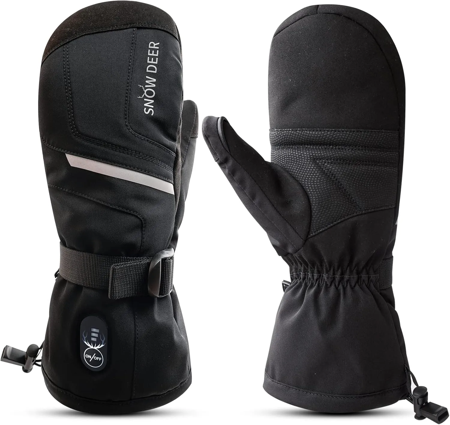 SNOW DEER Heated Ski Mittens for Men Women, Electric Mitts Gloves Rechargeable Battery Heated Hand Glove for Arthritis Skiing Hiking