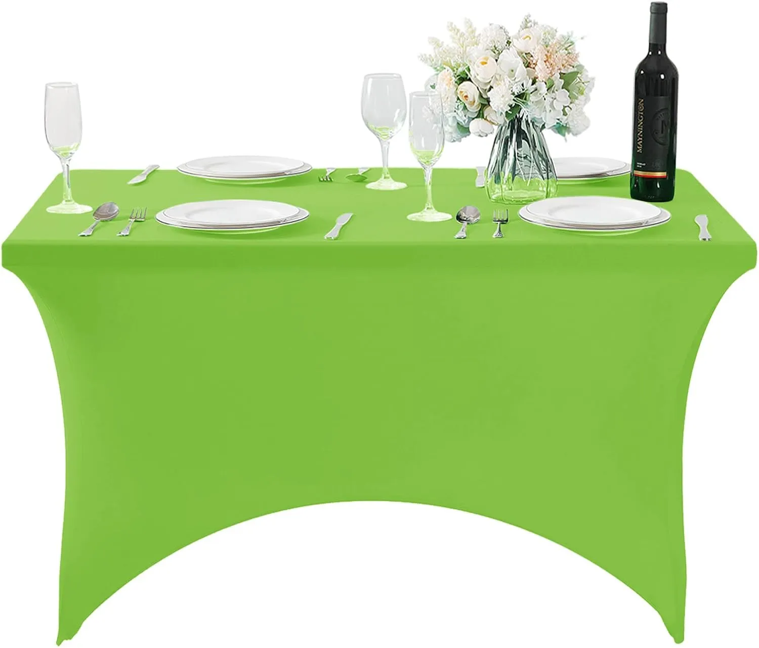 Spandex Table Cover for 4FT Table Universal Fitted Stretch Tablecloth for Party, Banquet, Wedding and Events-Apple Green