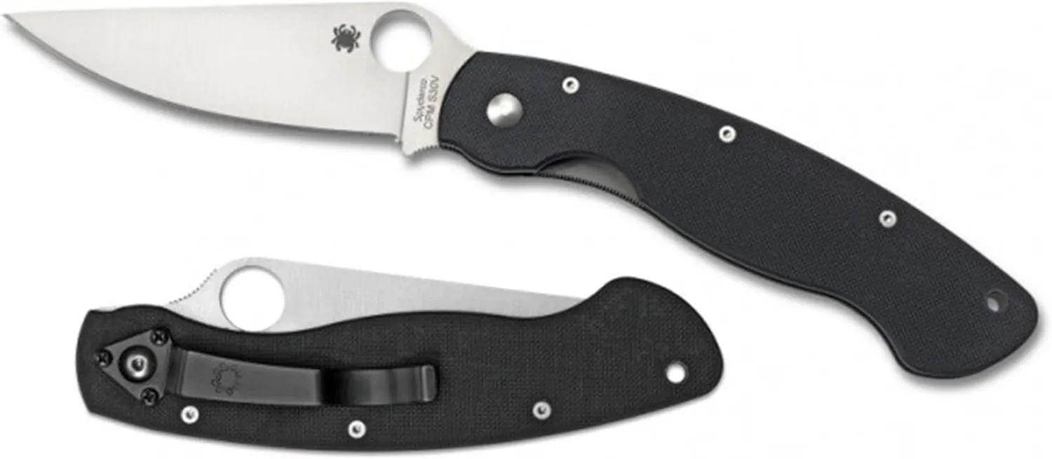 Spyderco Black Military C36GPE Flat Ground Plain Edge G-10 Folding Knife