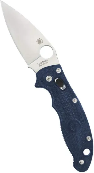 Spyderco C101PDBL2 Manix Pocket Knife with Folding Blade Plain Edge Drop Point, 3 3/8-Inch