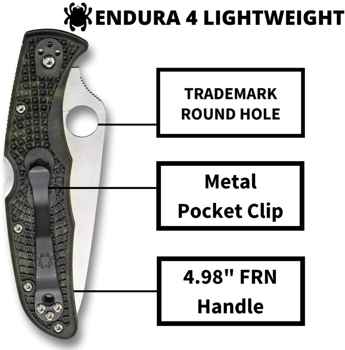 Spyderco Endura 4 FRN Zome Green C10ZFPGR Folding Plain Edge Pocket Knife