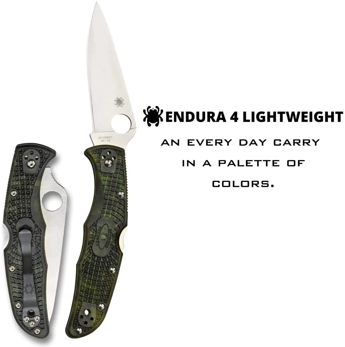 Spyderco Endura 4 FRN Zome Green C10ZFPGR Folding Plain Edge Pocket Knife