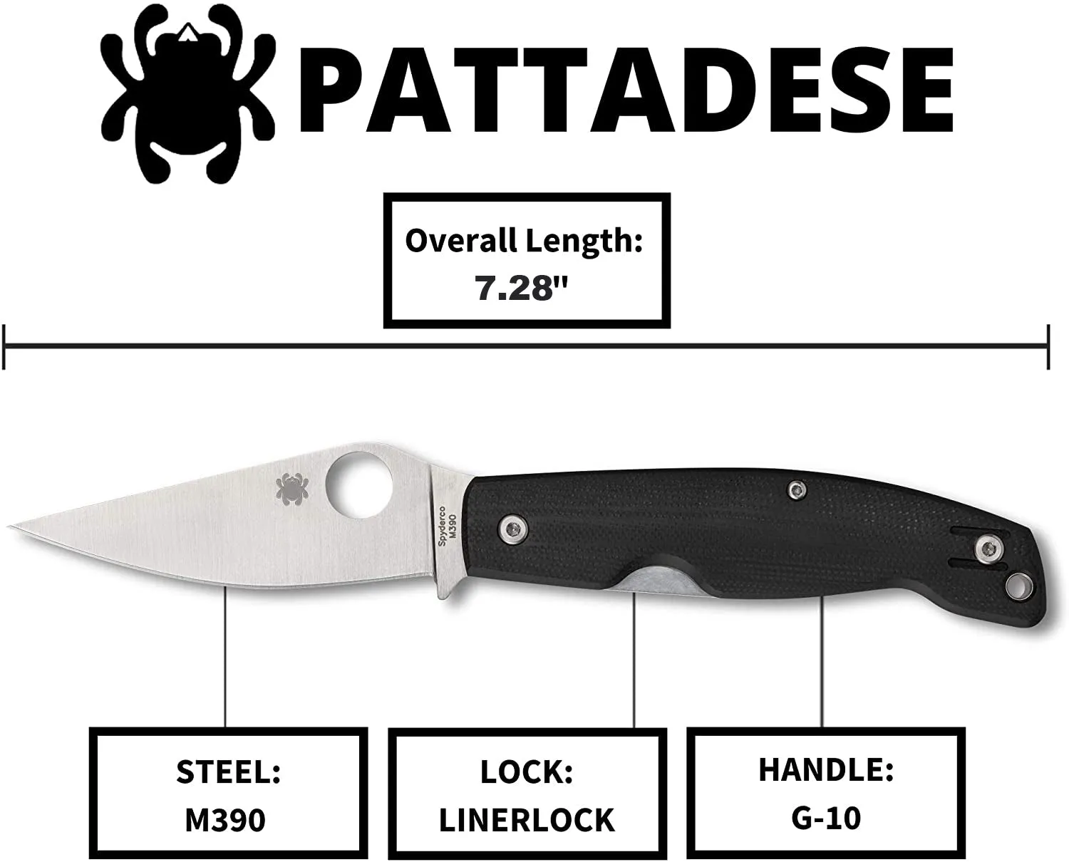 Spyderco Ethnic Series Pattadese 3.22" Plain Edge Folding Pocket Knife (C257GP)