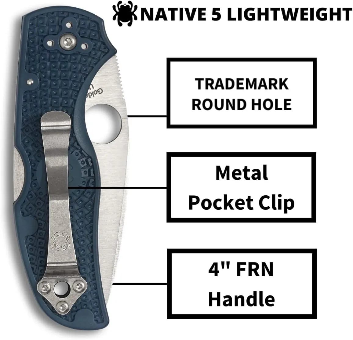 Spyderco Native 5 FRN CPM 2.95" Plain Edge Folding Pocket Knife (C41PCBL5)