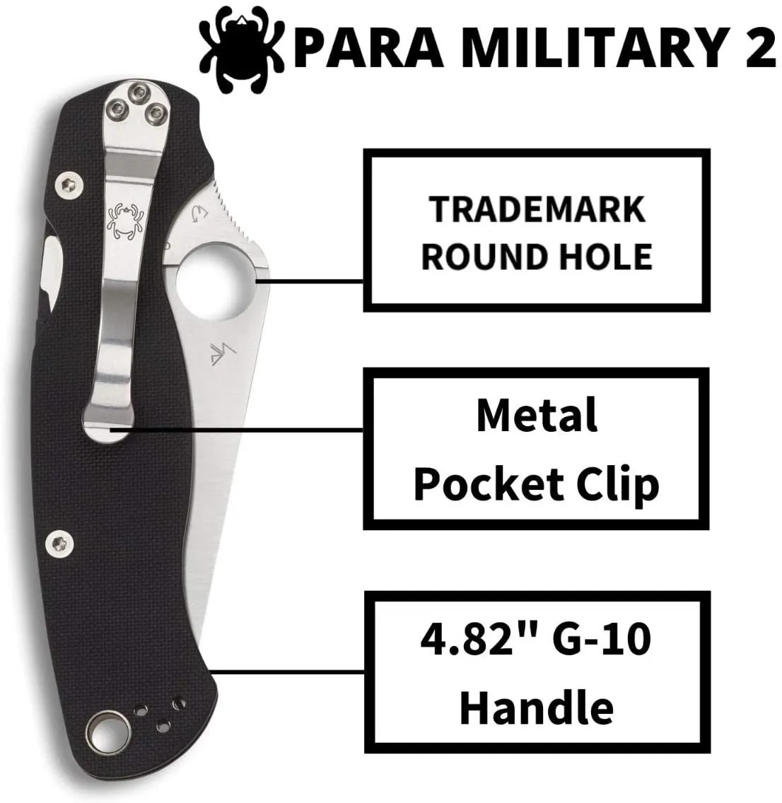 Spyderco Para 2 SpyderEdge Folding Knife with 3.42" CPM S30V Steel Blade and Durable G-10 Handle