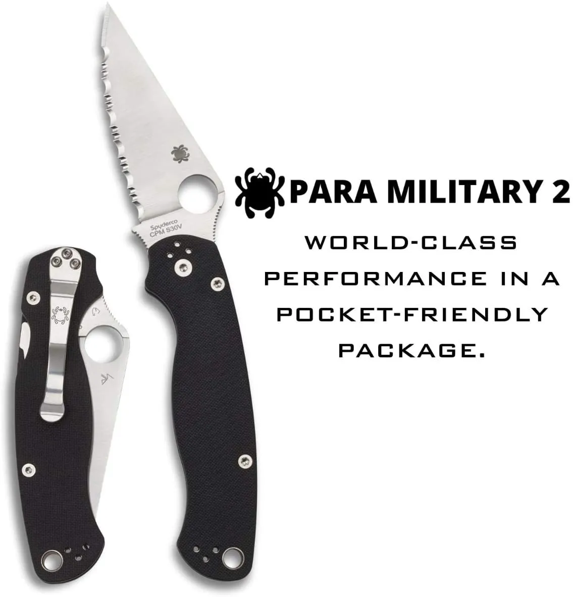 Spyderco Para 2 SpyderEdge Folding Knife with 3.42" CPM S30V Steel Blade and Durable G-10 Handle
