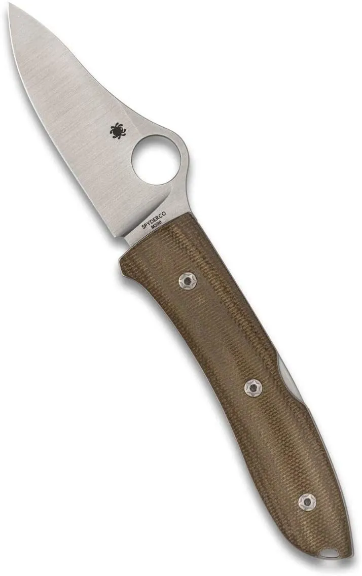 Spyderco SpyOpera 2.90" Plain Edge Micarta Handle Folding Pocket Knife (C255CMP)