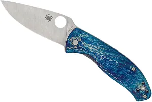 Spyderco Tenacious Pocket Knife 3.35" Clip Point D2 Satin Blade Titanium...