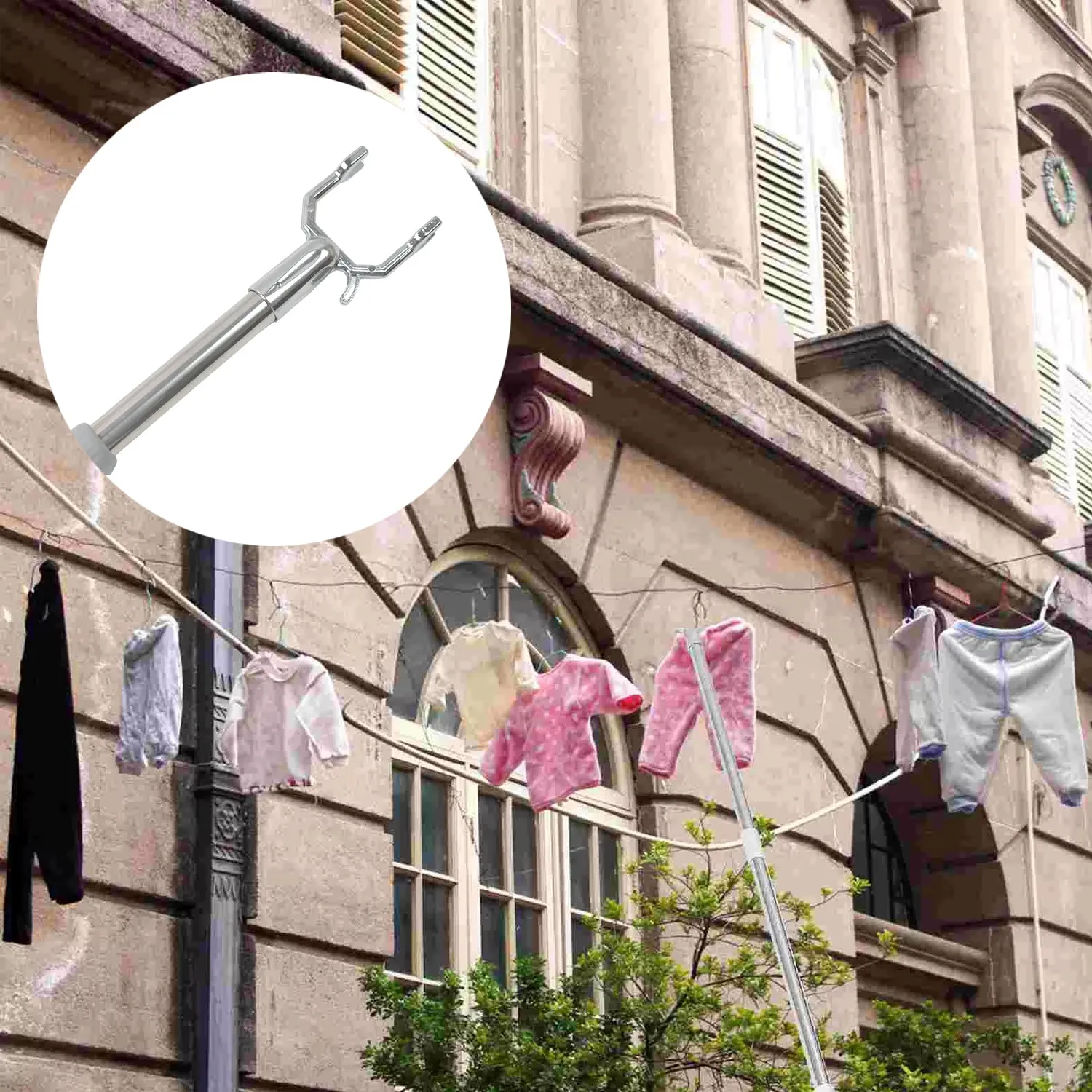 Stainless Steel Telescopic Pole Clothes Hanger (155 cm)