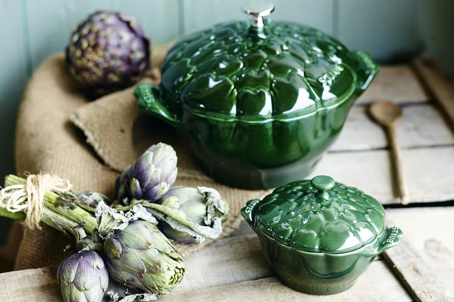 Staub 40500-326 Artichoke Cocotte, 5.1 inches (13 cm), Basil, Ceramic, Heat Resistant, Microwave Safe, Ceramic Artichoke Cocotte