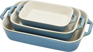 Staub Ceramic Baking Dish Set, 3pc, Rustic Turquoise