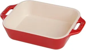 Staub Ceramic Rectangular Gratin Dish, Cherry, 10.5" x 7.5"