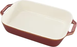 STAUB Ceramics Rectangular Baking Dish, 10.5x7.5-inch, Rustic Red