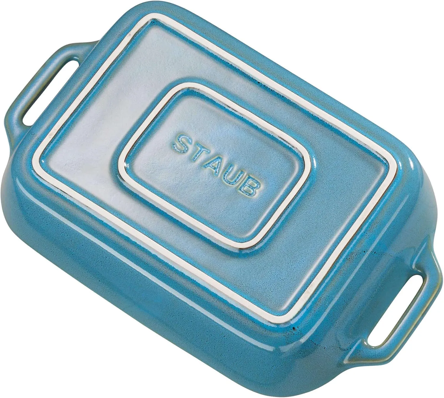 STAUB Ceramics Rectangular Baking Dish, 10.5x7.5-inch, Rustic Turquoise