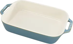 STAUB Ceramics Rectangular Baking Dish, 10.5x7.5-inch, Rustic Turquoise