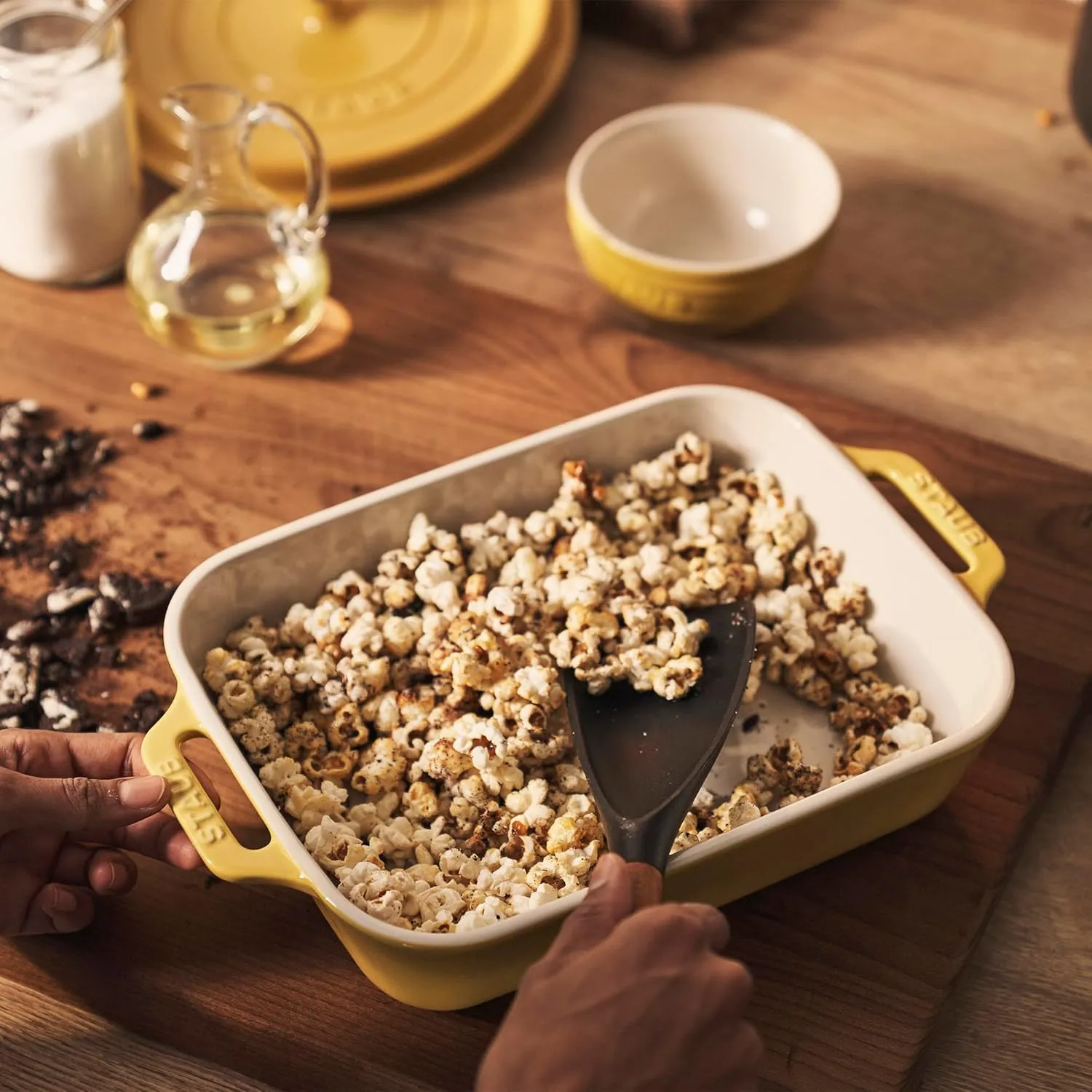 STAUB Stoneware Gratins Ceramics 3-pc Rectangular Baking Dish Set-Citron