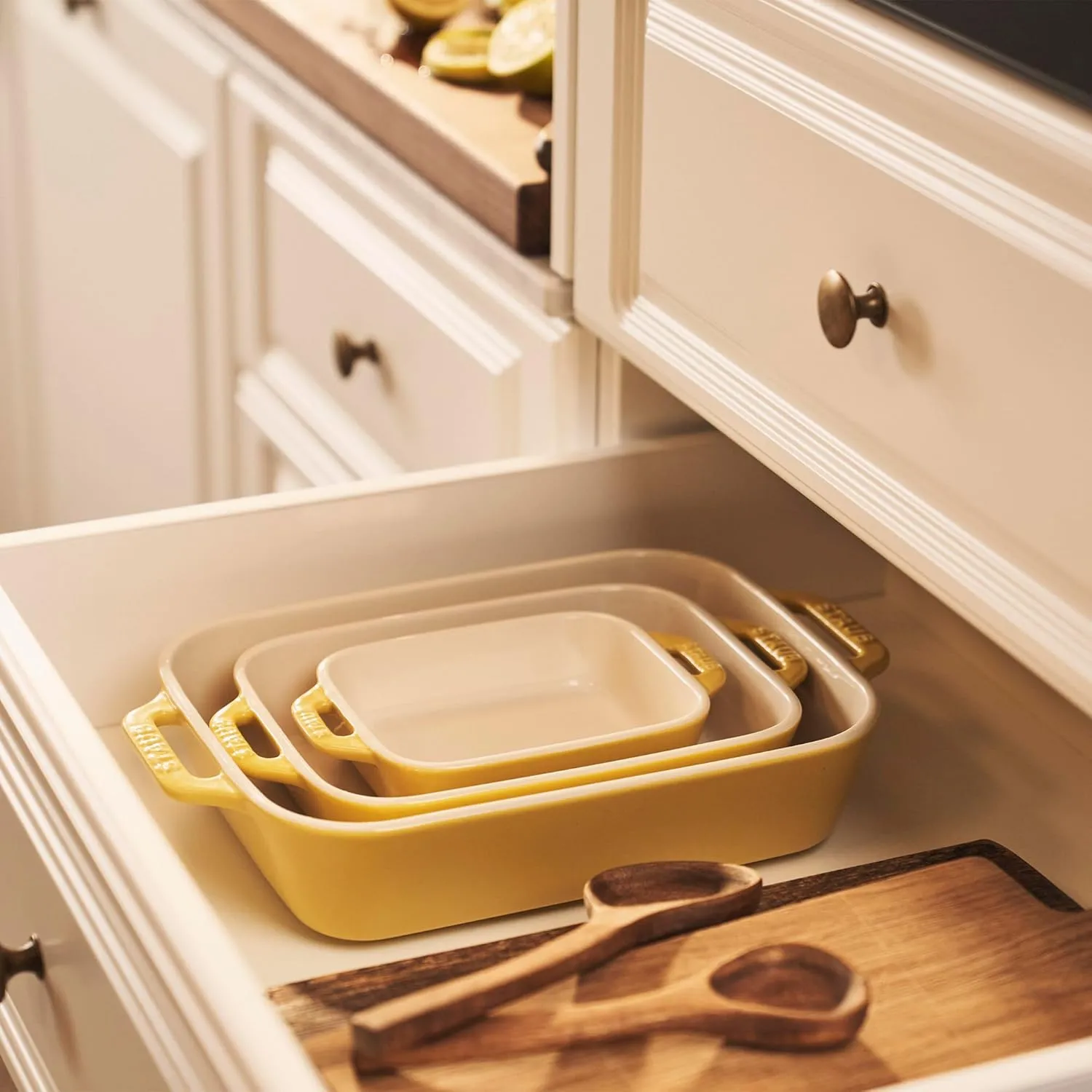 STAUB Stoneware Gratins Ceramics 3-pc Rectangular Baking Dish Set-Citron
