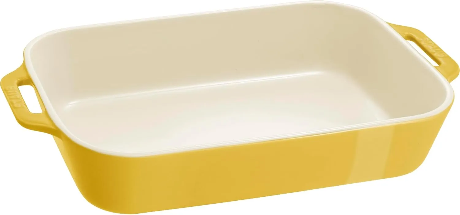 STAUB Stoneware Gratins Ceramics 3-pc Rectangular Baking Dish Set-Citron