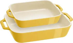 STAUB Stoneware Gratins Ceramics Rectangular Baking Set, Casserole Dish, 2-Piece, Citron, 2-pc