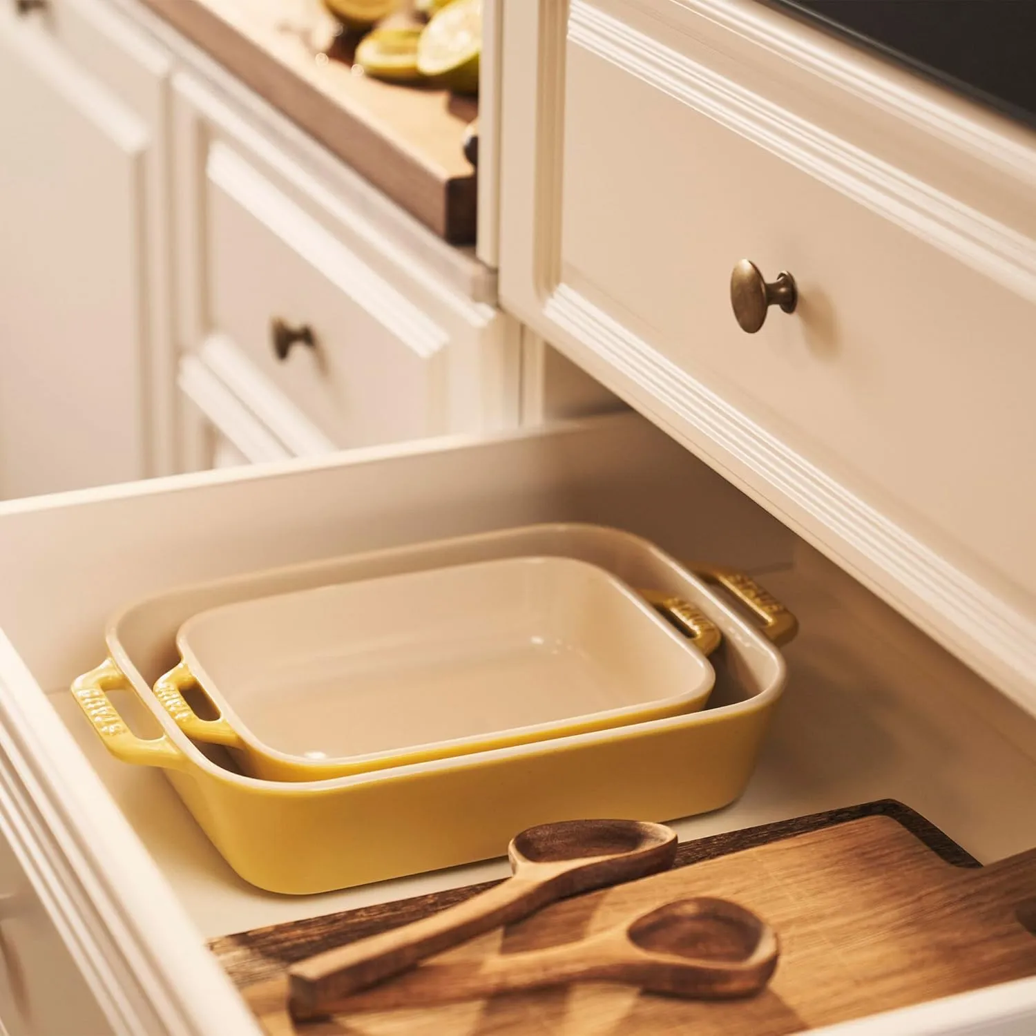STAUB Stoneware Gratins Ceramics Rectangular Baking Set, Casserole Dish, 2-Piece, Citron, 2-pc