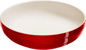 STAUB Stoneware Ramekins Ceramic 11.5-inch Shallow Serving Bowl-Cherry
