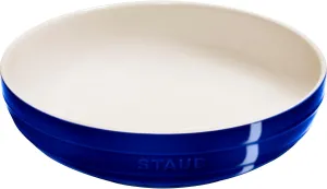 STAUB Stoneware Ramekins Ceramic 11.5-inch Shallow Serving Bowl-Dark Blue
