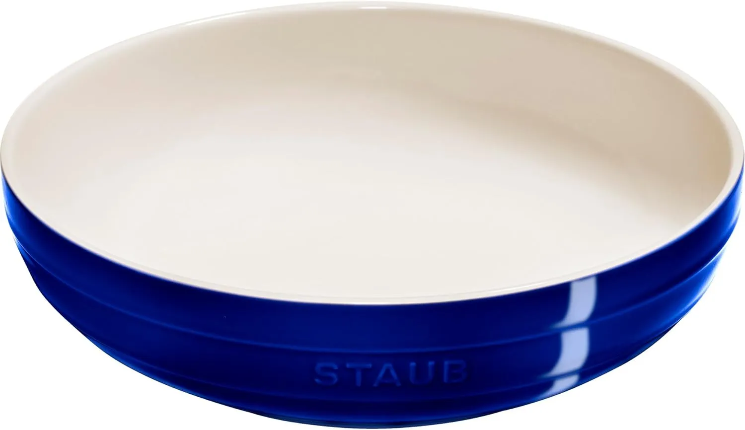 STAUB Stoneware Ramekins Ceramic 11.5-inch Shallow Serving Bowl-Dark Blue