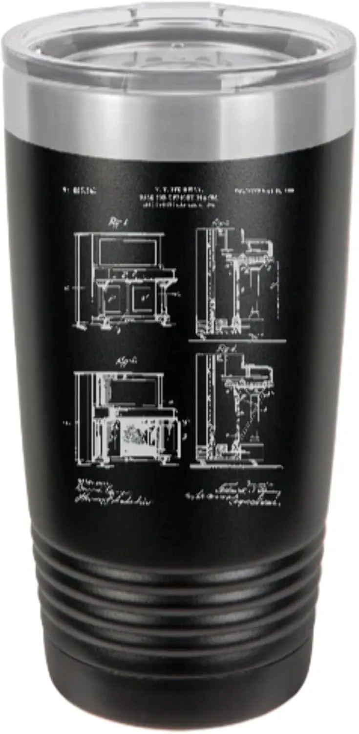Steinway PIANO patent drawing - engraved Tumbler - insulated stainless steel travel mug