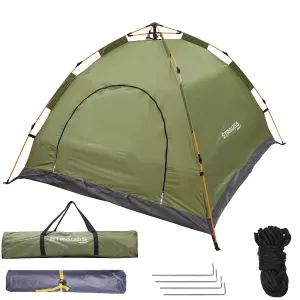STRAUSS Portable Tent for Camping - Easy Setup in 5-10 Minutes | Waterproof, Windproof | 4 Person | Green