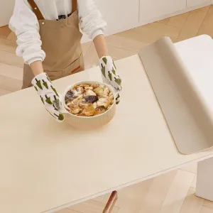 Super Wipe Clean 36"x60" Heat Resistant Table Pad Cover for Rectangular Dining Tables - Silicone Leather Table Protector, Waterproof Stain-Resistant Table Pads (Beige & Cream 36" x 60")